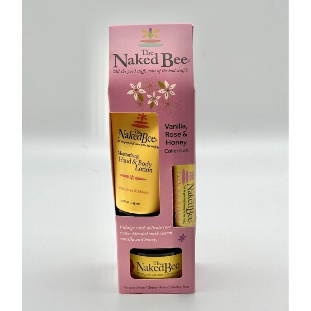 The Naked Bee Vanilla Rose & Honey  Collection Lip & Skin Care - New Unused Item